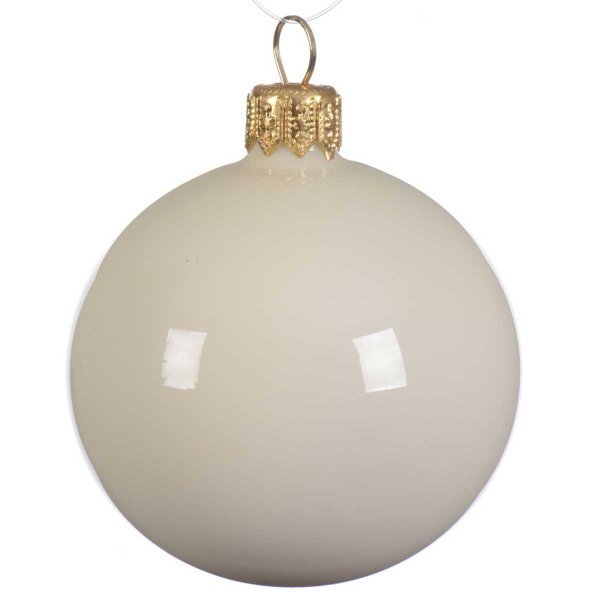 Χριστουγεννιάτικη Γυάλινη Μπάλα Λευκή Γυαλιστερή (10cm)